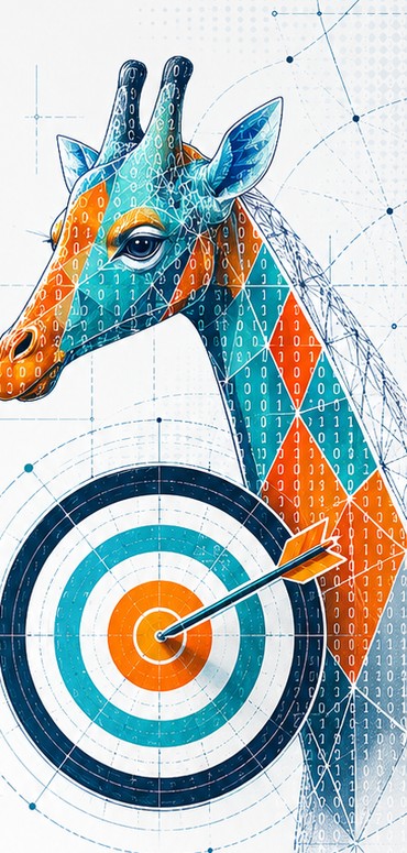 All Aspect Media data-giraffe illustration with a target and arrow, representing precision messaging.