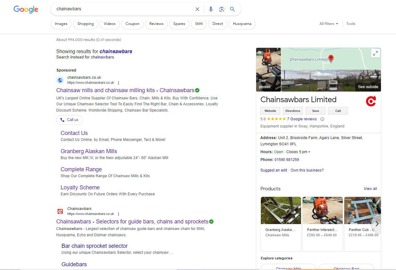 Example of a Google Ad dominatin gthe search results