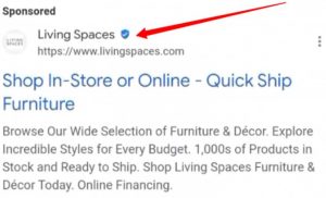 Example of a Google Ads verified user ad