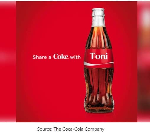CocaCola's Share a coke campaign example