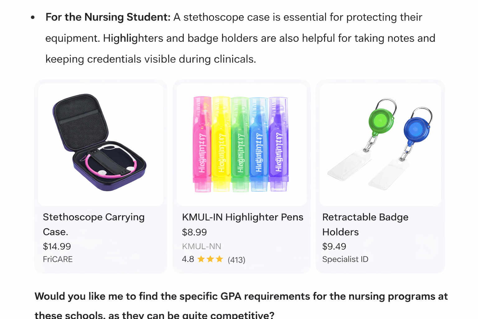 Example of current "ads" in Google Gemini