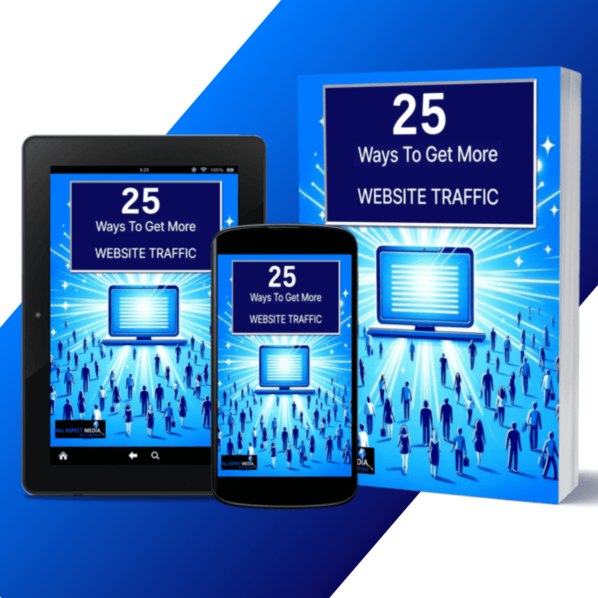 Sample pages of our ebook "25 ways to get more website traffic"